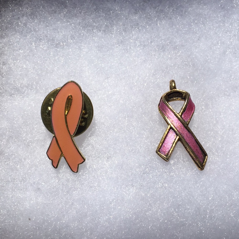 Breast cancer ribbon charm & pin